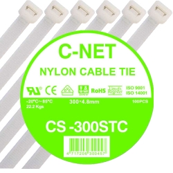 เคเบิ้ลไทร์ 12” (4.8 x 300 มม.) สีขาว (C-NET Cable Tie) 